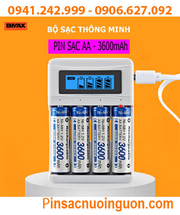BMAX BH-USB-C02, Máy sạc pin AA, AAA BMAX BH-USB-C02 (Màn hình LCD, Sạc 2-4 Pin, Tự ngắt khi pin đầy) thumb