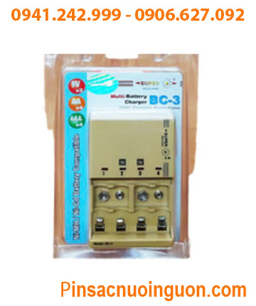 Super BC-3; Máy sạc pin Super BC-3 _04 khe sạc _Sạc 2-4 pin AA, AAA và 9v các hãng | Bảo hành 1 năm