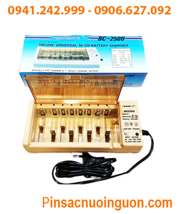 Super BC-2500, Máy sạc pin AA-AAA-C-D-9v đa năng -Sạc được 1,2,3,4,5,6,7,8 pin (SẠC CHẬM Overnight)