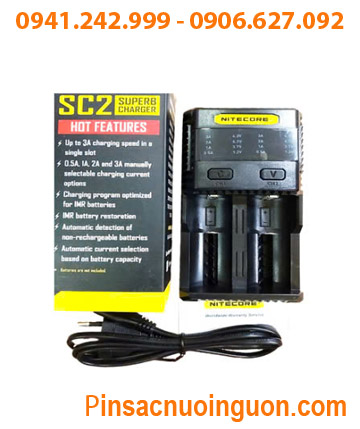 Nitecore SC2; Máy sạc pin Nitecore SC2 _sạc được 1-2 pin NiMh, NiCd, Lithium _có màn hình LCD _đo dung lượng pin