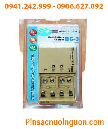 Super BC-3; Máy sạc pin Super BC-3 _04 khe sạc _Sạc 2-4 pin AA, AAA và 9v các hãng