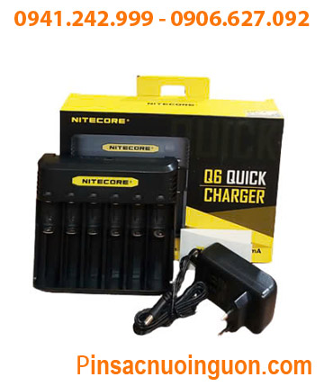 Nitecore Q6; Máy sạc pin Lithium 3.7v Nitecore Q6 _sạc được 1,2,3,4,5,6 Pin 18650,16340,14500,18350,...