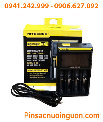 Nitecore D4 _Máy sạc Pin Lithium & NiMh (18650, 18500, 14500, 16340, 21700, 26650) 04 khe sạc, màn hình LCD, tự ngắt