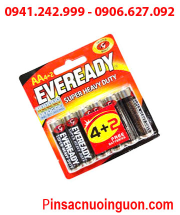 Eveready 1215-BP6; Pin AA 1.5v Eveready 1215-BP6 Heavy Duty _Made in Indonesia (Loại Vỉ 6viên)