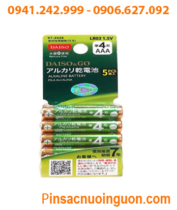 DAISO & GO LR03, Pin AAA 1.5v Alkaline DAISO & GO LR03 /Thị trường Nội địa Nhật-Vỉ pin chữ Nhật (Vỉ 5viên)