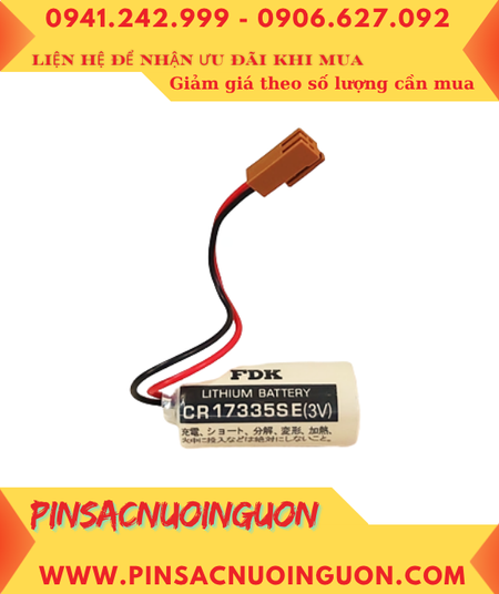 FDK CR17335SE (Zắc JEA); Pin nuôi nguồn FDK CR17335SE lithium 3v 2/3A 1800mAh, Xuất xứ NHẬT