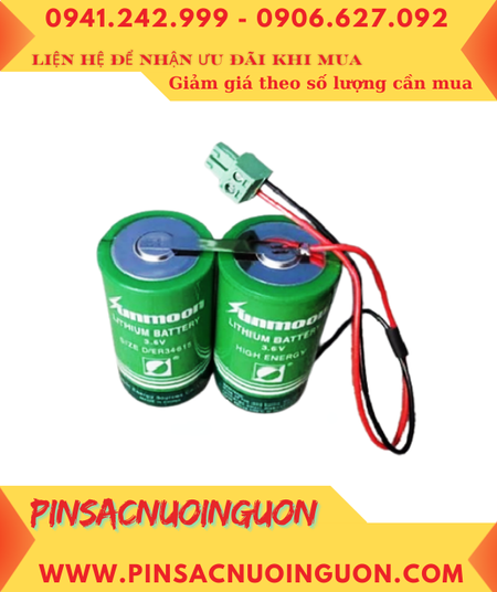 Sunmoon 2ER34615, Pin đồng hồ nước Sunmoon 2ER34615 lithium 3.6V 38 000mAh (2 viên ghép đôi)