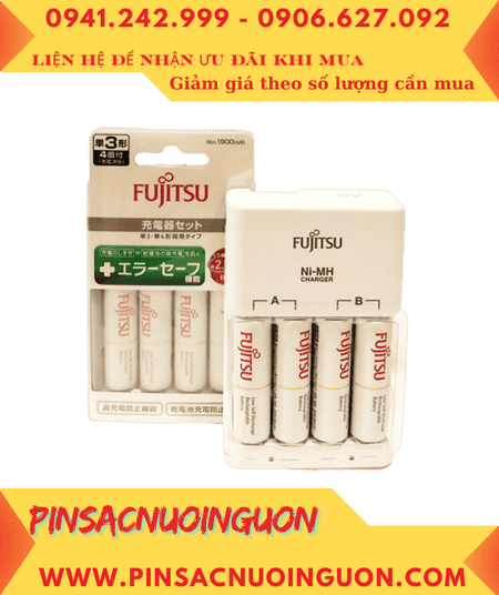 Pin máy ảnh Kỹ thuật số _Bộ sạc FCT345FXCST (FX) kèm 4 pin sạc Fujitsu HR-3UTC (AA1900mAh)