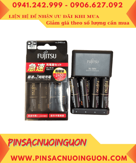 Bộ sạc pin Máy ảnh AA Fujitsu FCT344ACHFX(FX) kèm sẳn 4 pin sạc Fujitsu AA2450mAh 1.2v Nội địa Nhật