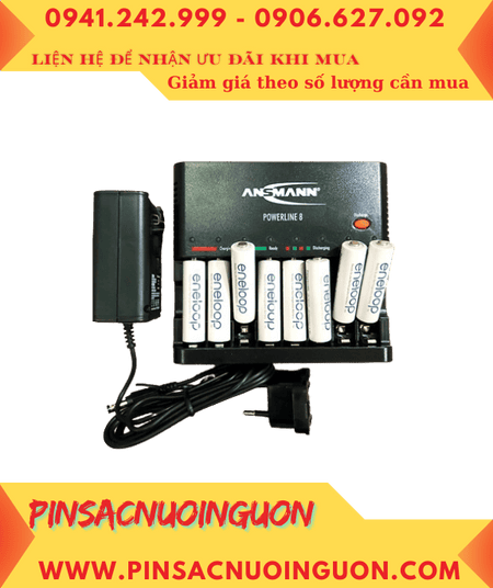 Bộ sạc pin Máy ảnh Ansman Powerline 8 _kèm 8 pin sạc Eneloop AA2000mAh 1.2v_Made in Japan