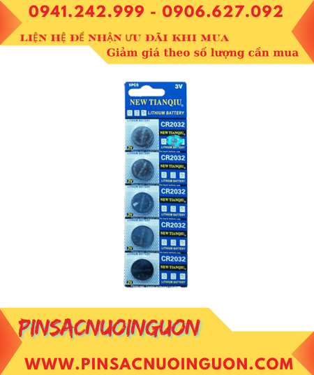 COMBO 1vỉ 5viên Pin đồng xu Tianqiu CR2032 Lithium 3v chính hãng _Giá chỉ 34.000đ/ Vỉ 5viên