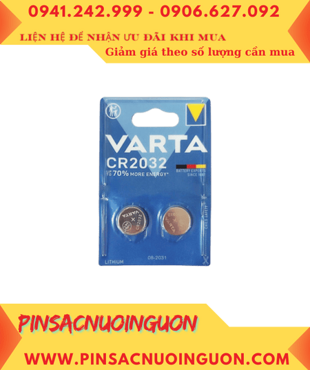 VARTA CR2032, Pin đồng xu 3v lithium VARTA CR2032 chính hãng (Loại vỉ 2 viên) -Giá /vỉ 2viên