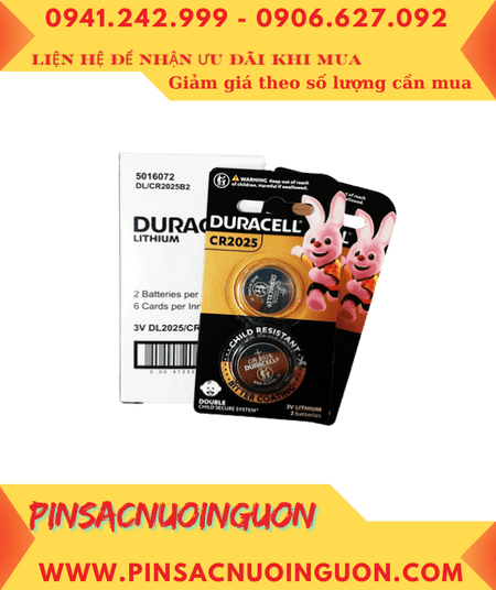 COMBO MUA 01Hộp (6vỉ=12viên) Pin Duracell CR2025 lithium 3.0v (MẪU MỚI)_Giá chỉ 354.000đ/Hộp