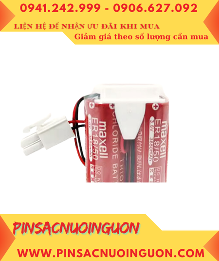 Maxell 2ER18/50 (Zắc trắng to), Pin nuôi nguồn PLC Maxell 2ER18/50 lithium 3.6v 7300mAh, Xuất xứ NHẬT