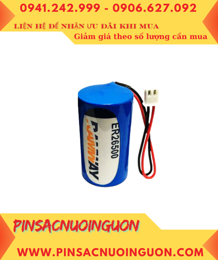 RAMWAY ER26500 (Dây zắc cắm); Pin nuôi nguồn RAMWAY ER26500 lithium 3.6v C9000mAh chính hãng