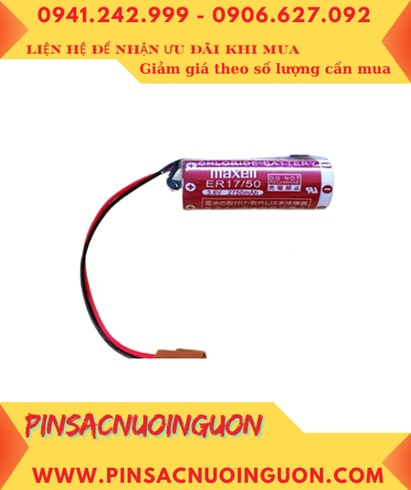 Maxell ER17/50 (Zắc trắng nhỏ); Pin nuôi nguồn PLC Maxell ER17/50 3.6v 2750mAh Lithium Thionyl Chloride