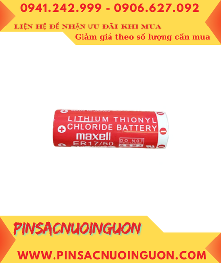 Maxell ER17/50 (chân thép hàn); Pin nuôi nguồn PLC Maxell ER17/50 3.6v 2750mAh Lithium Thionyl Chloride