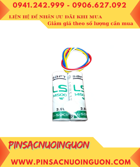 Saft 2LS14500 (2 viên ghép đôi); Pin nuôi nguồn PLC Saft LS14500 lithium 3.6v 5200mAh /Xuất xứ Pháp
