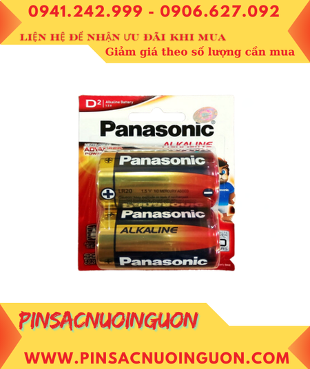 Panasonic LR20T/2B; Pin nuôi nguồn Panasonic LR20T/2B Alkaline 1.5v (Made in Japan) _Vỉ 2 viên