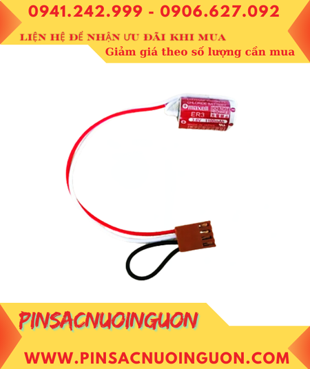 Maxell ER3 (Zắc 4 holes); Pin nuôi nguồn PLC Maxell ER3 lithium 3.6v 1/2AA 1100mAh chính hãng _Xuất xứ Nhật