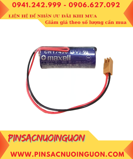 Maxell CR17450 (Zắc nâu PLC); Pin nuôi nguồn PLC Maxell CR17450 lithium 3v 2600mAh chính hãng, Xuất xứ NHẬT