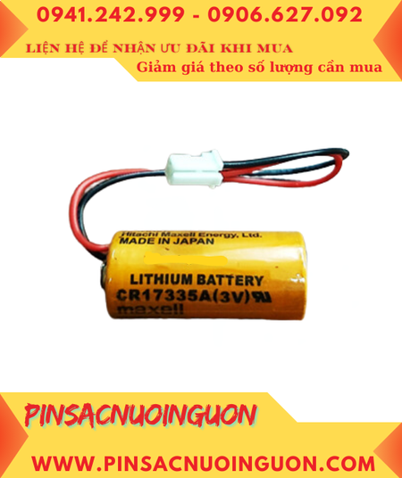 Maxell CR17335A (Zắc trắng); Pin nuôi nguồn PLC Maxell CR17335A lithium 3V 1650mAh, Xuất xứ NHẬT