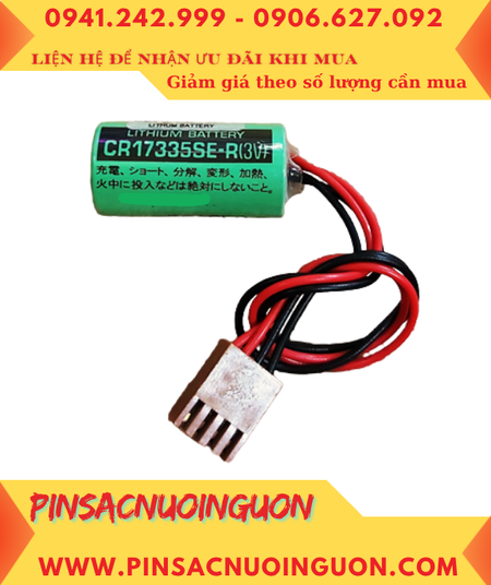 Sanyo CR17335SE-R (Zắc 4Holes); Pin nuôi nguồn PLC Sanyo CR17335SE-R 1800mAh, Xuất xứ NHẬT