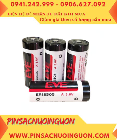 EVE ER18505, Pin nuôi nguồn PLC EVE ER18505 lithium 3.6V 3650mAh (18mm x 50.5mm) chính hãng
