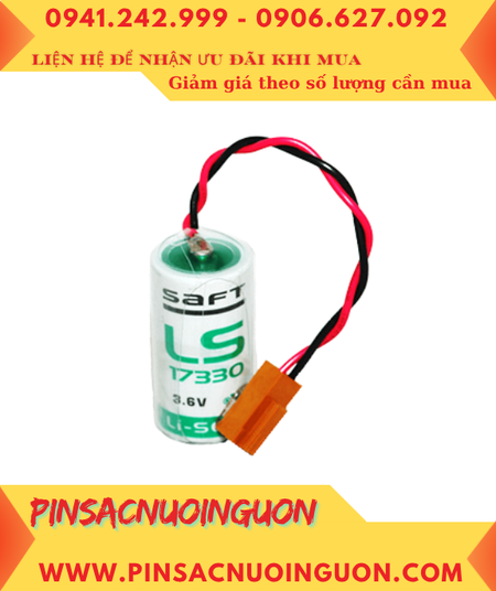 Saft LS17330 (Zắc NÂU) _Pin nuôi nguồn PLC Saft LS17330 lithium 3.6v 2/3A 1800mAh _Xuất xứ ANH (UK)
