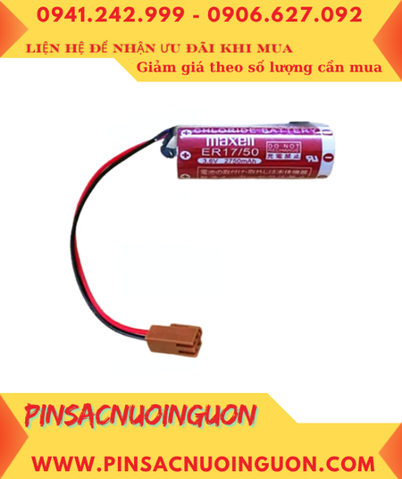 Maxell ER17/50 (Zắc NÂU PLC); Pin nuôi nguồn PLC Maxell ER17/50 3.6v 2750mAh Lithium Thionyl Chloride