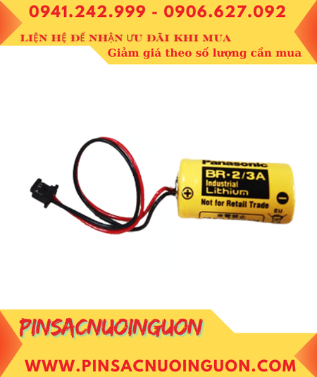 Panasonic BR-2/3A (Zắc PLC); Pin nuôi nguồn Panasonic BR-2/3A lithium 3v 2/3A 1200mAh, Xuất xứ Nhật