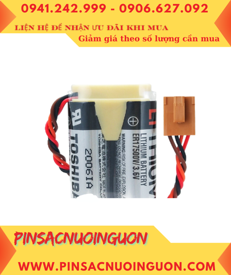 Toshiba 2ER17500V (Zắc nâu 4holes, Mũ chụp); Pin nuôi nguồn NACHI Robot 3.6v 5400mAh _Xuất xứ Nhật