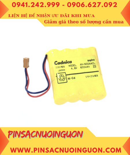 SANYO Cadnica 4N-600AA, Pin nuôi nguồn Yamaha 4N-600AA (4.8v-600mAh) chính hãng /Xuất xứ NHẬT