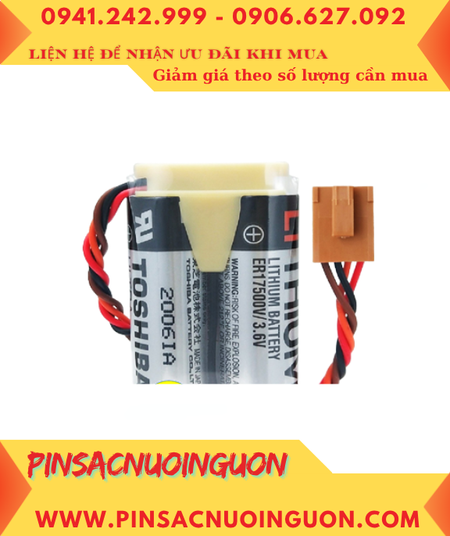 Toshiba 2ER17500V (Zắc nâu 4holes, Mũ chụp); Pin nuôi nguồn Toshiba 2ER17500 3.6v 5400mAh _Xuất xứ Nhật