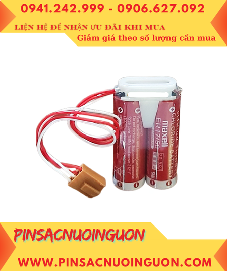 Maxell 2ER17/50 (Zắc 4holes, Mũ chụp) Pin nuôi nguồn PLC NACHI Robot Lithium 3.6v 5500mAh, Xuất xứ NHẬT