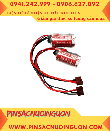 Maxell ER17/33 (zắc JEA 4holes), Pin nuôi nguồn PLC Maxell ER17/33 lithium 3.6v 2/3A 1600mAh, Xuất xứ Nhật