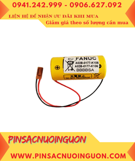 FANUC A02B-0177-K106; Pin nuôi nguồn FANUC A02B-0177-K106 lithium 3v, Xuất xứ NHẬT