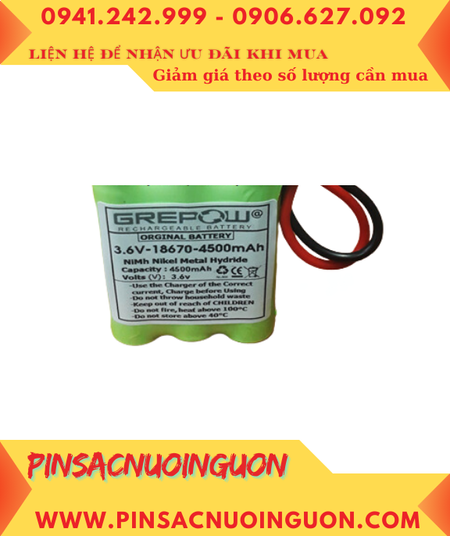 Pin nuôi nguồn 3.6v-18670-4500mAh, Pin sạc NiMh chất lượng cao Grepow 3.6v-18670-4500mAh chính hãng