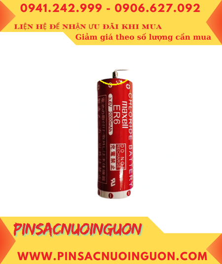 Maxell ER6 (chân thép hàn); Pin nuôi nguồn PLC Maxell ER6 3.6v AA 2000mAh Lithium Thionyl Chloride