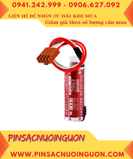Maxell ER6C (Đầu sứ, Zắc 4holes); Pin nuôi nguồn PLC Maxell ER6C 3.6v AA1800mAh Lithium Thionyl Chloride