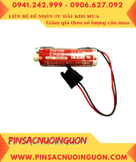 Maxell ER6C (Đầu sứ, Zắc PLC); Pin nuôi nguồn PLC Maxell ER6C 3.6v AA1800mAh Lithium Thionyl Chloride