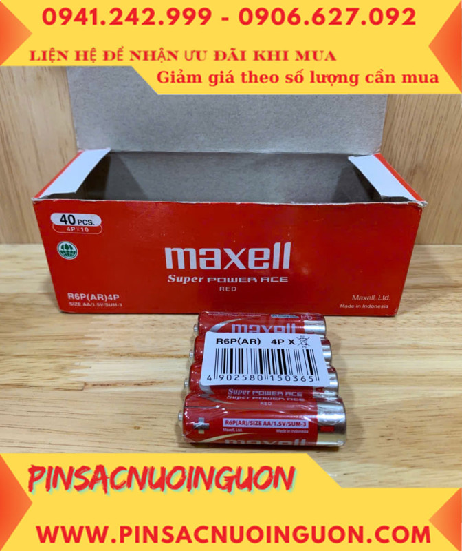 Maxell R6P(AR)4P SUM-3; Pin AA 1.5v Maxell R6P(AR)4P SUM-3 Super Power ACE, MẪU MỚI (Gói 4viên) thumb