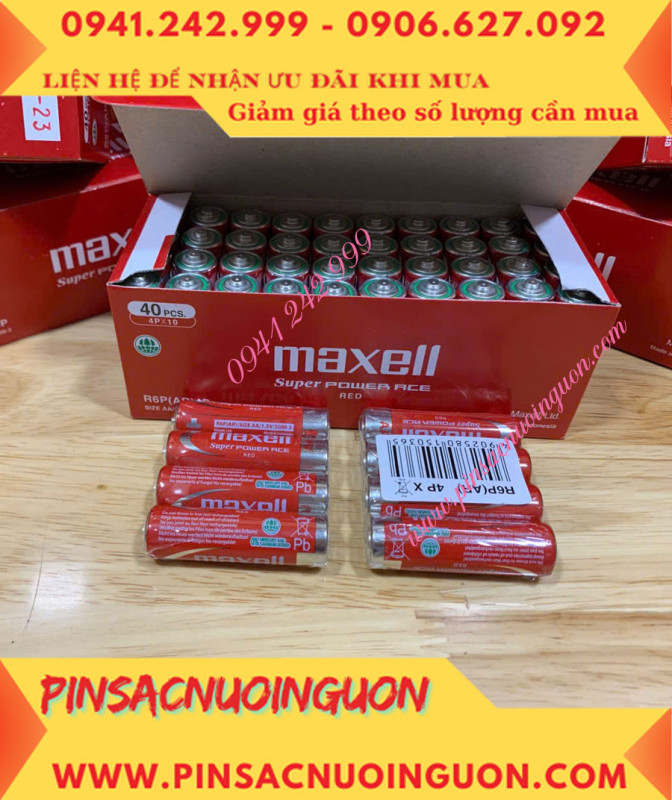 COMBO 1HỘP=40viên Pin AA 1.5v Maxell R6P(AR)4P SUM-3 Super Power ACE _Giá chỉ 109.000đ/ Hộp thumb