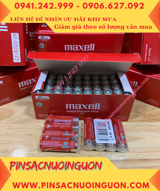 COMBO 1HỘP=40viên Pin AA 1.5v Maxell R6P(AR)4P SUM-3 Super Power ACE _Giá chỉ 109.000đ/ Hộp thumb