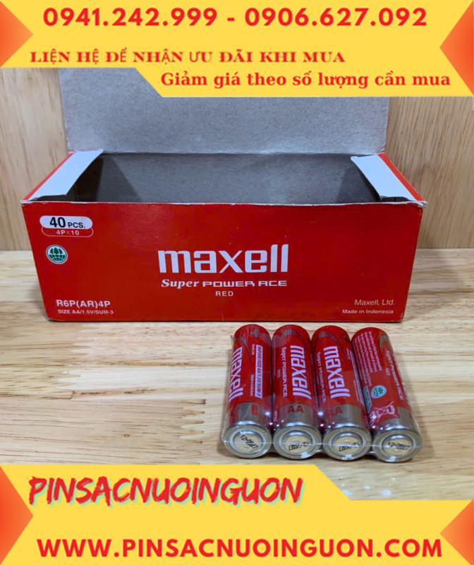 COMBO 1HỘP=40viên Pin AA 1.5v Maxell R6P(AR)4P SUM-3 Super Power ACE _Giá chỉ 109.000đ/ Hộp thumb