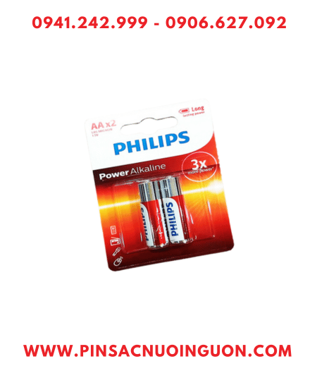 Philips LR6P2B/97; Pin AA 1.5v Philips Power Alkaline LR6P2B/97 chính hãng (Loại vỉ 2viên)