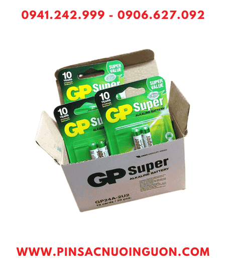 COMBO 01HỘP (10Vỉ 20viên) Pin AAA 1.5v Alkaline GP Super 24AUOJ-2U2 _Giá 239.000đ/Hộp