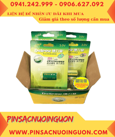 COMBO 01hộp=10vỉ Pin sạc Delipow CR123A lithium Li-ion 3V 1200mAh _Giá chỉ 1.130.000/Hộp 10vỉ