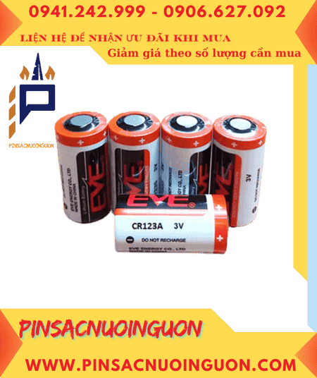 EVE CR123A Pin CR123A Pin nuôi nguồn 3V lithium EVE CR123A CR17345 PhotoLithium chính hãng