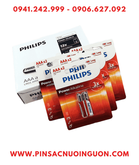 COMBO mua 01hộp 12vỉ 2viên(=24viên) Pin Philips LR03P2B/97 Power Alkaline AAA 1.5v _Giá chỉ 324.000/Hộp